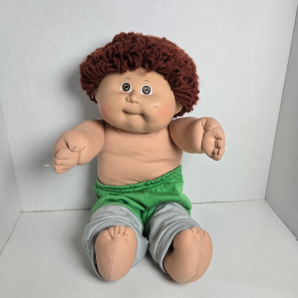 1980s Cabbage Patch Kids Vintage Auburn Hair Boy Baby Doll Sports Sweatpants OK